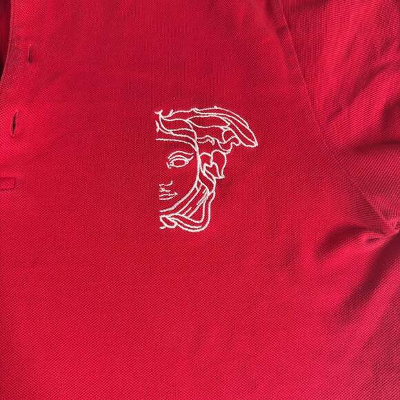 Versace Red Medusa Polo Shirt, Collar, Size Large - Luxury - Picture 4 of 6
